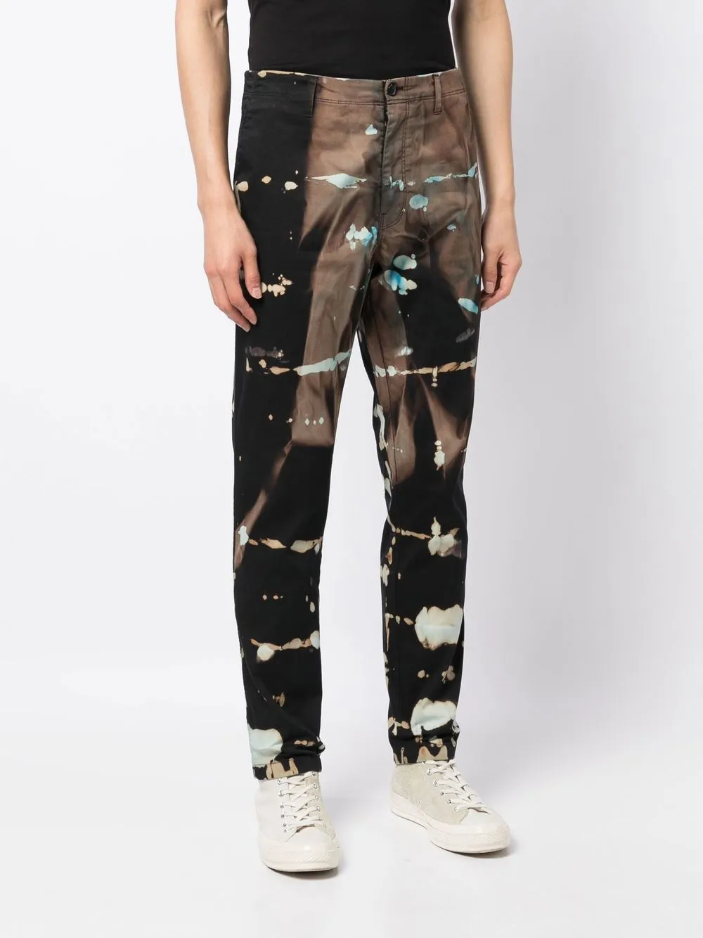  Stain Shade Gerade Hose Mit Batikmuster   Schwarz 