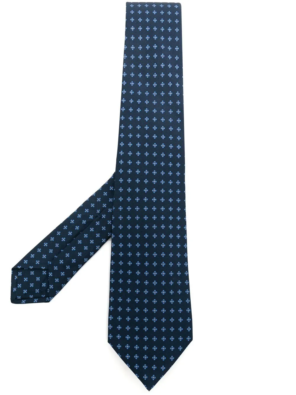 Kiton corbata de seda con bordado geométrico - Azul