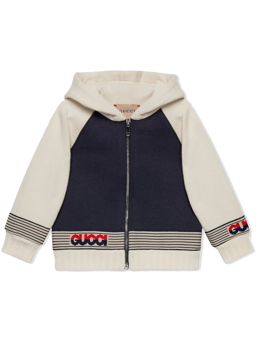 

Gucci Kids chamarra tejida en intarsia con capucha - Azul