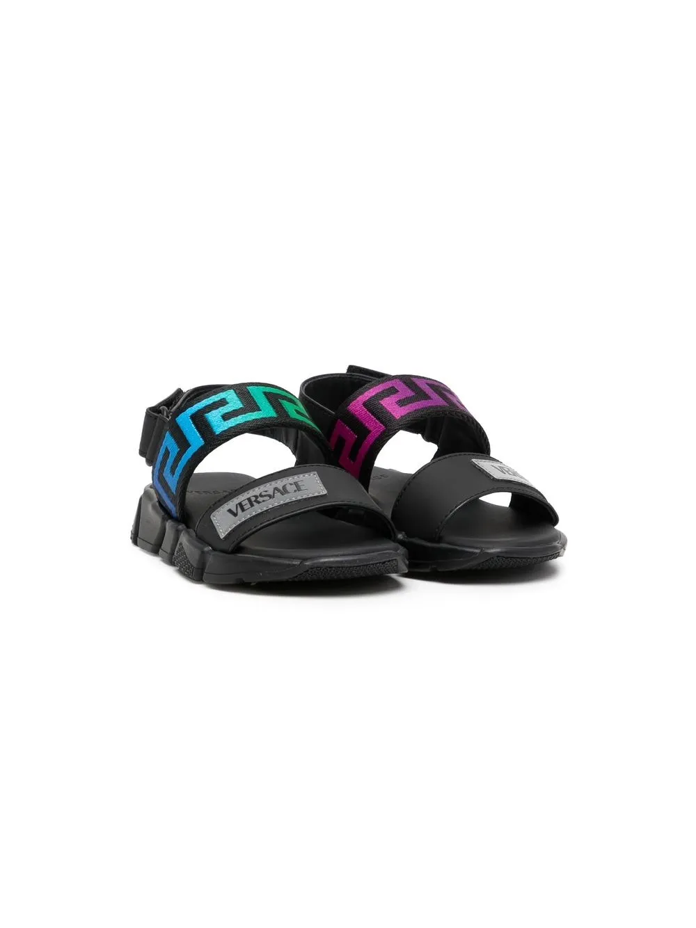 

Versace Kids La Greca-logo touch-strap sandals - Black