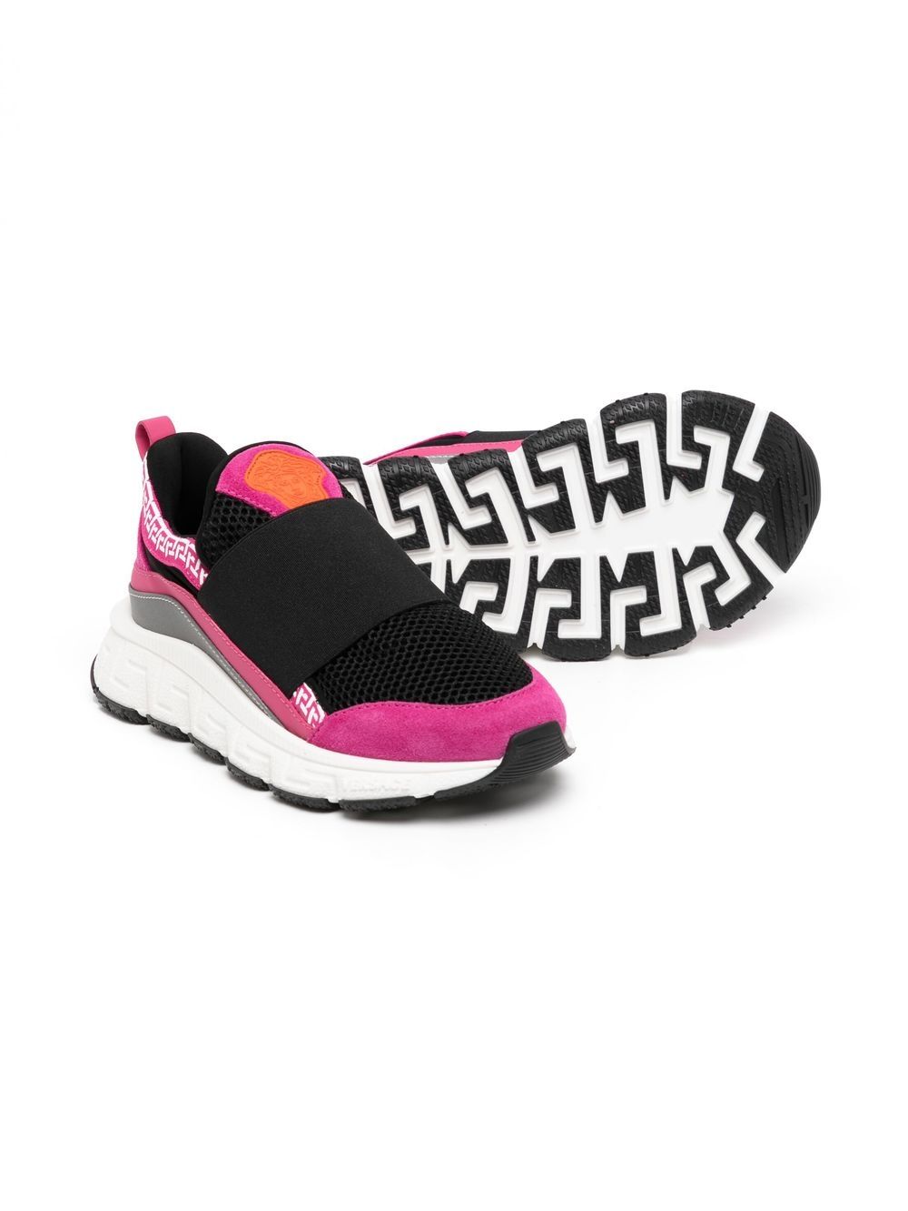 Versace Kids Sneakers met colourblocking - Zwart