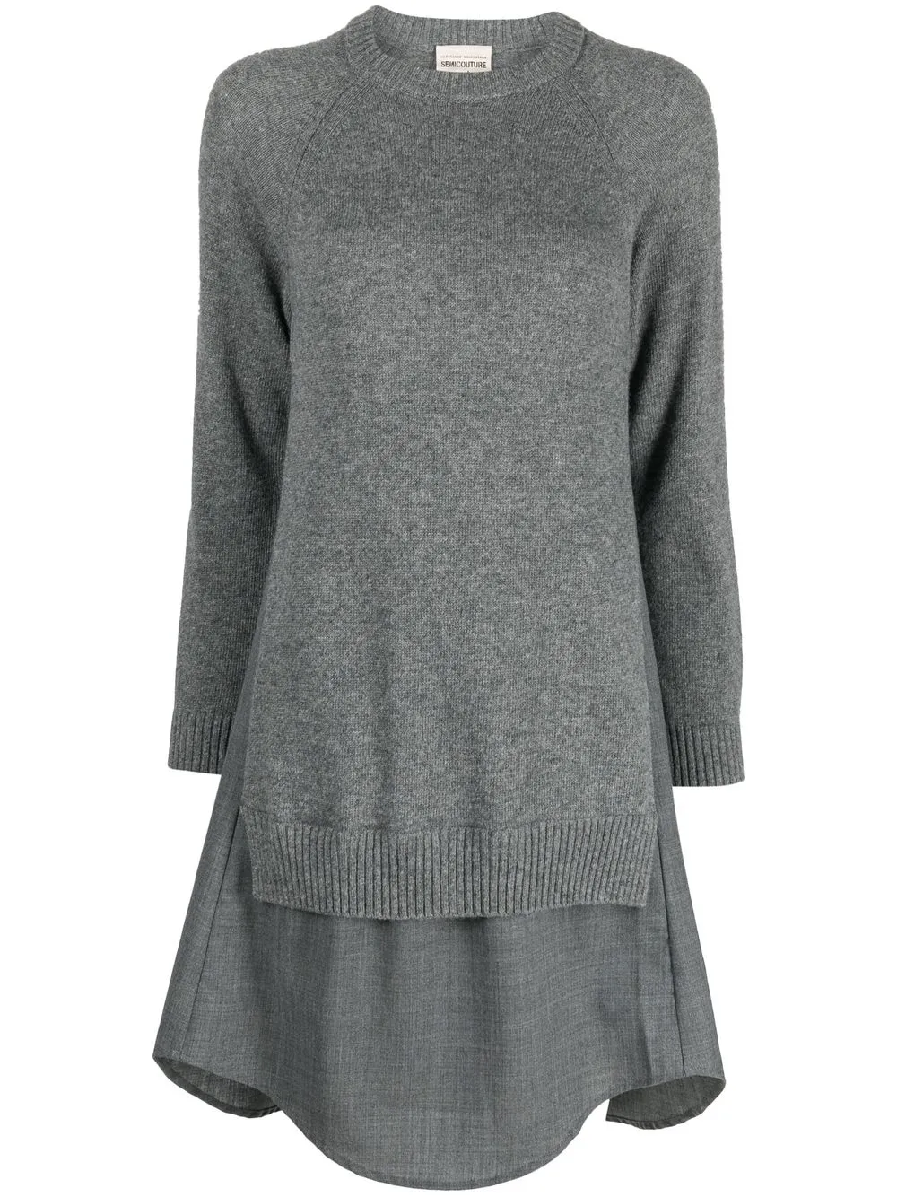 

Semicouture vestido tejido con dobladillo a capas - Gris