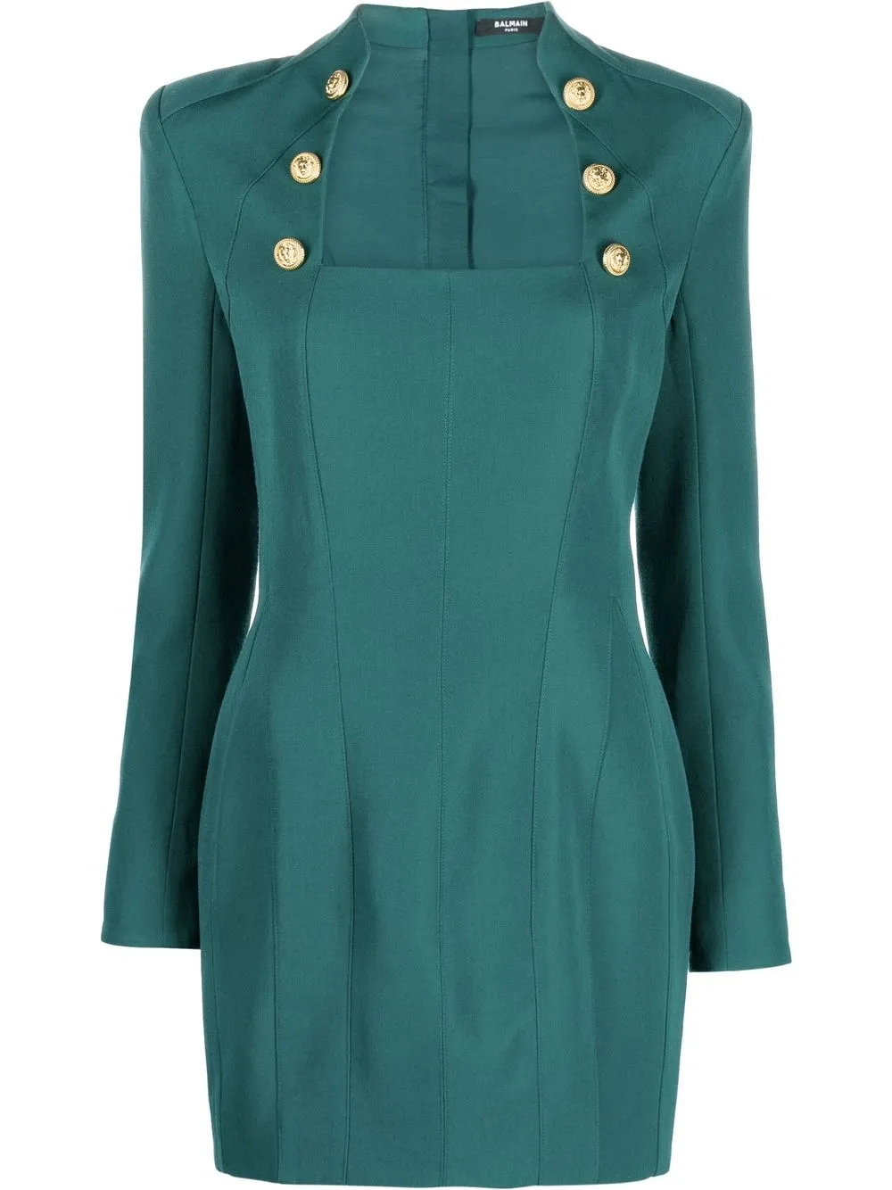 

Balmain vestido corto con cuello cuadrado - Verde