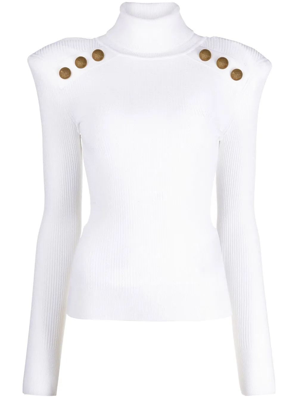 

Balmain top de canalé con botones - Blanco