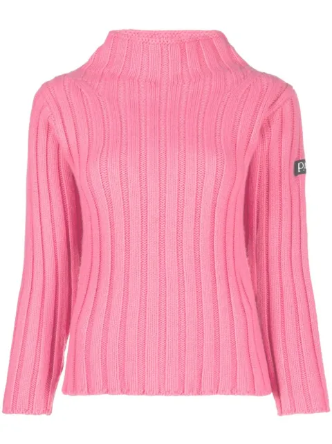 Patou logo-patch ribbed-knit jumper 