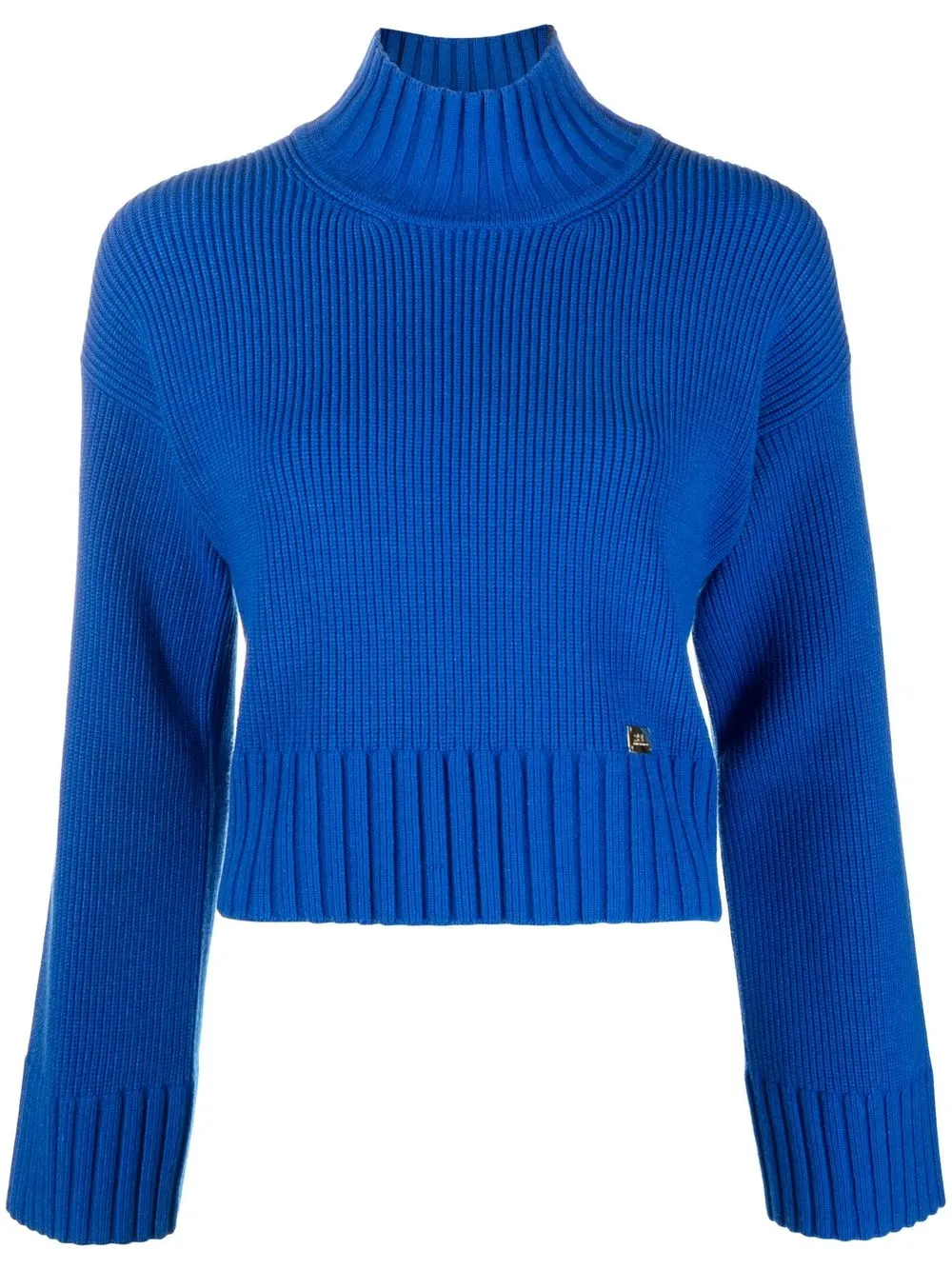 

Elisabetta Franchi logo-plaque detail knit jumper - Blue