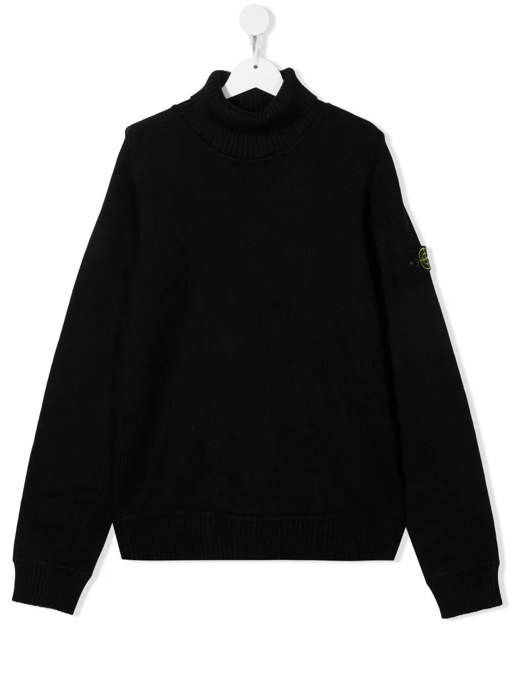 

Stone Island Junior suéter con logo bordado y cuello de tortuga - Negro