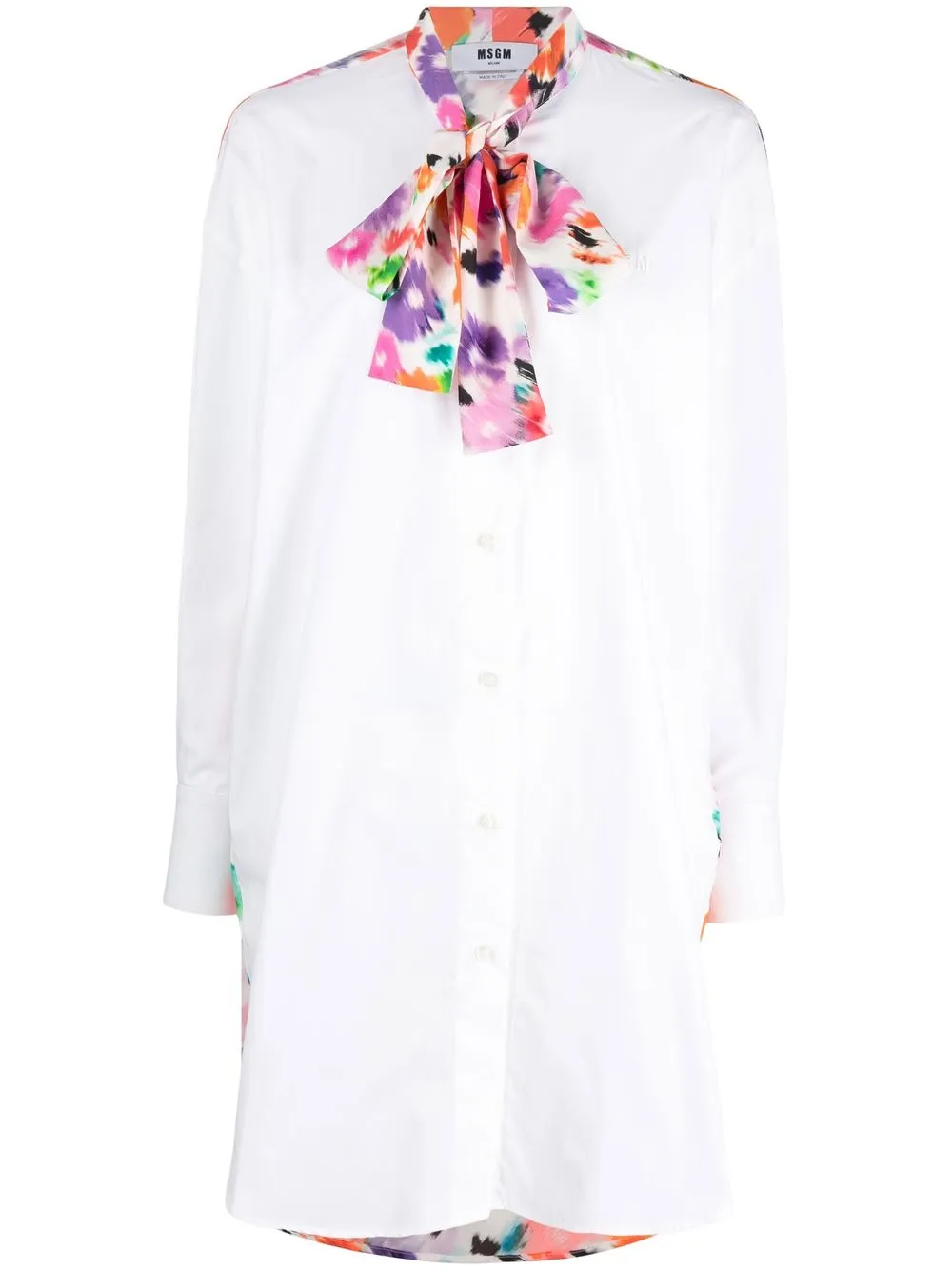 

MSGM floral-detail cotton shirt dress - White