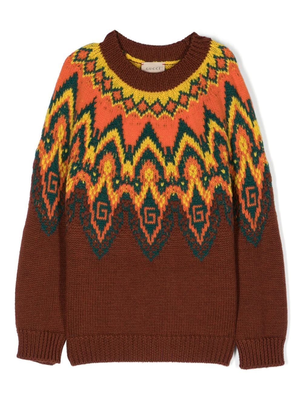 Shop Gucci Square G Wool Jumper In Brown