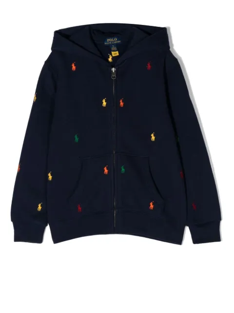 Ralph Lauren Kids Polo Pony embroidered zip-up hoodie