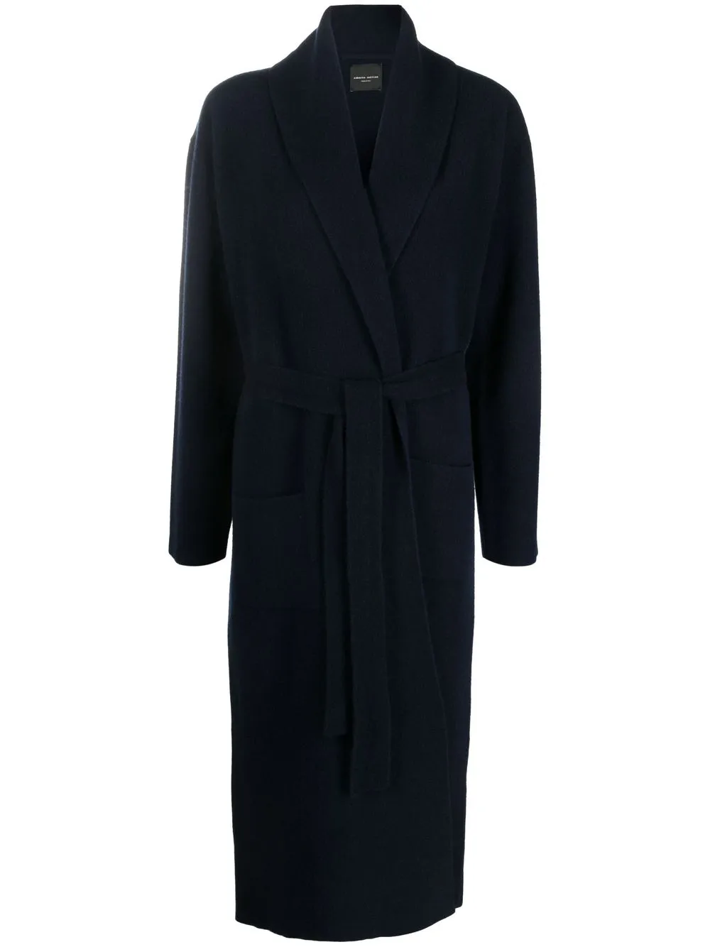 

Roberto Collina belted merino wool coat - Blue