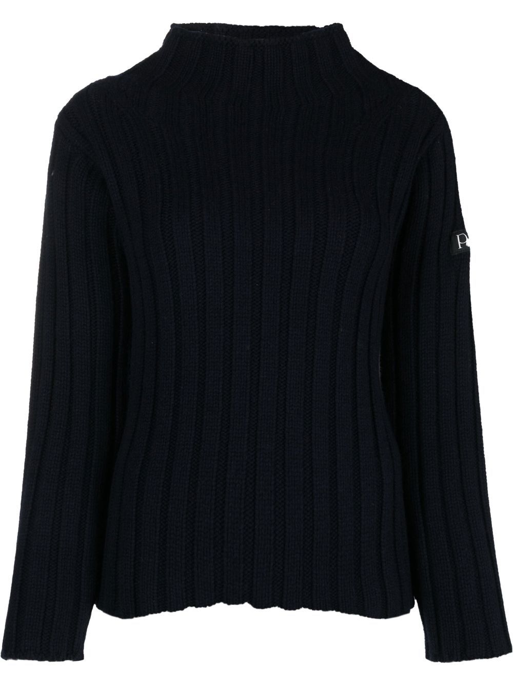 

Patou logo-patch ribbed-knit jumper - Blue