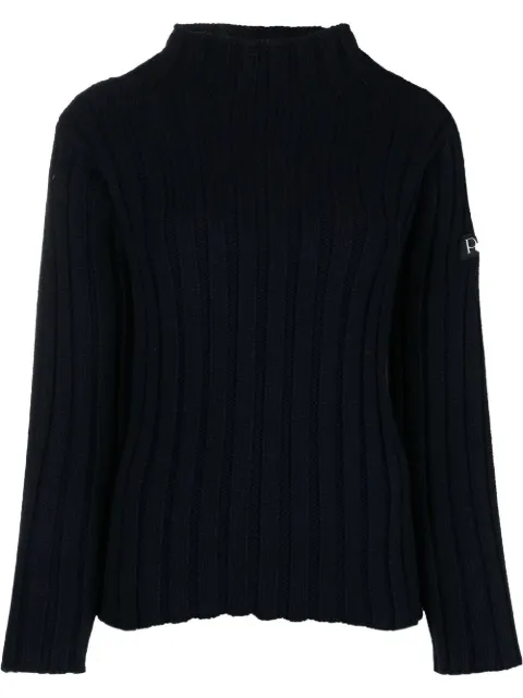 Patou logo-patch ribbed-knit jumper 