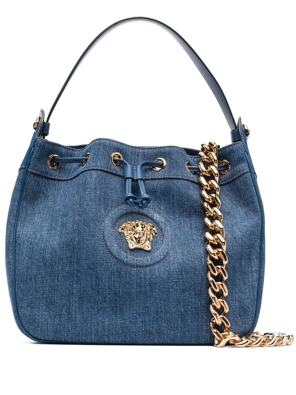 

Versace Medusa head denim tote bag - Blue