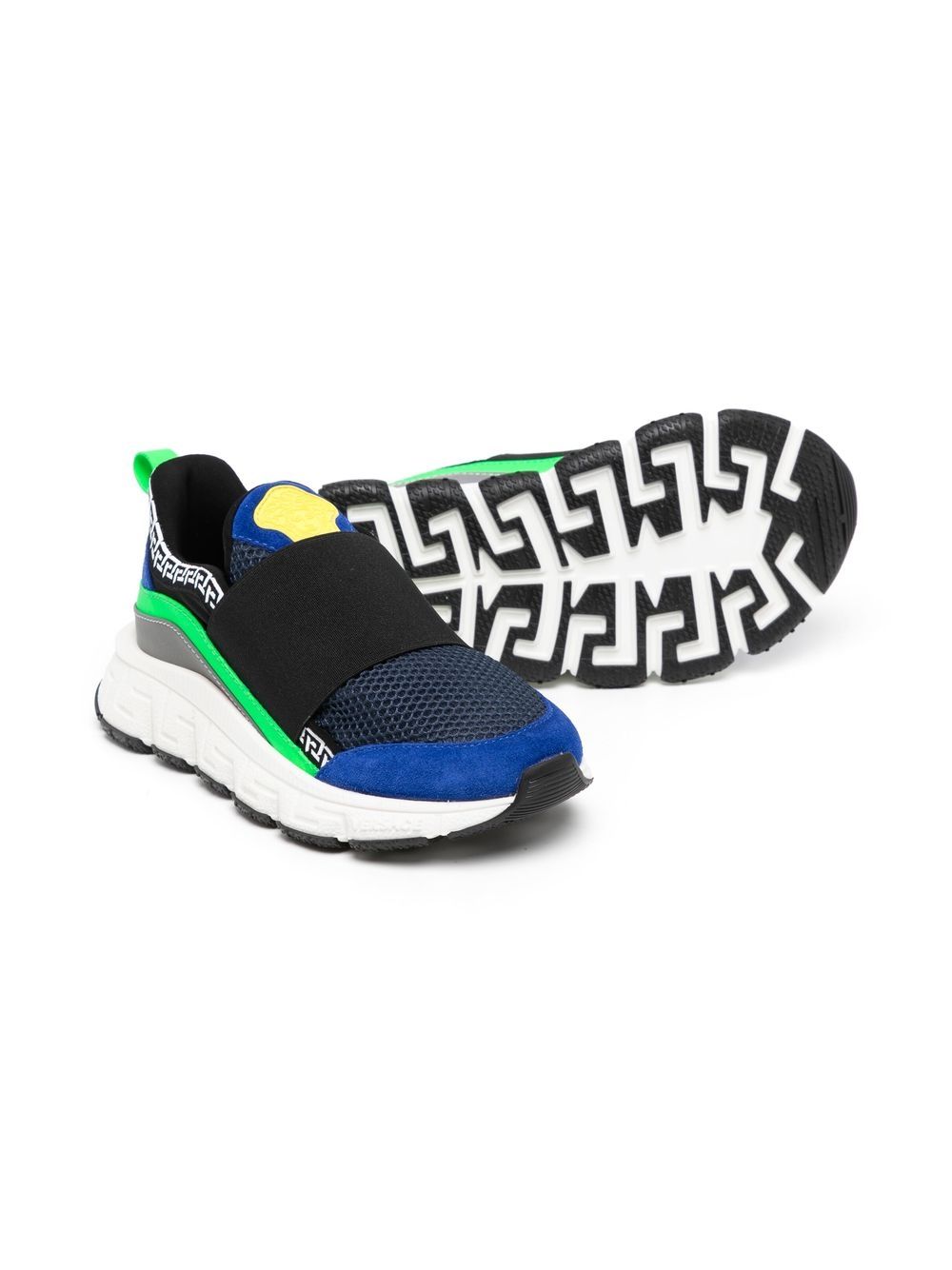 Versace Kids Sneakers met colourblocking - Blauw