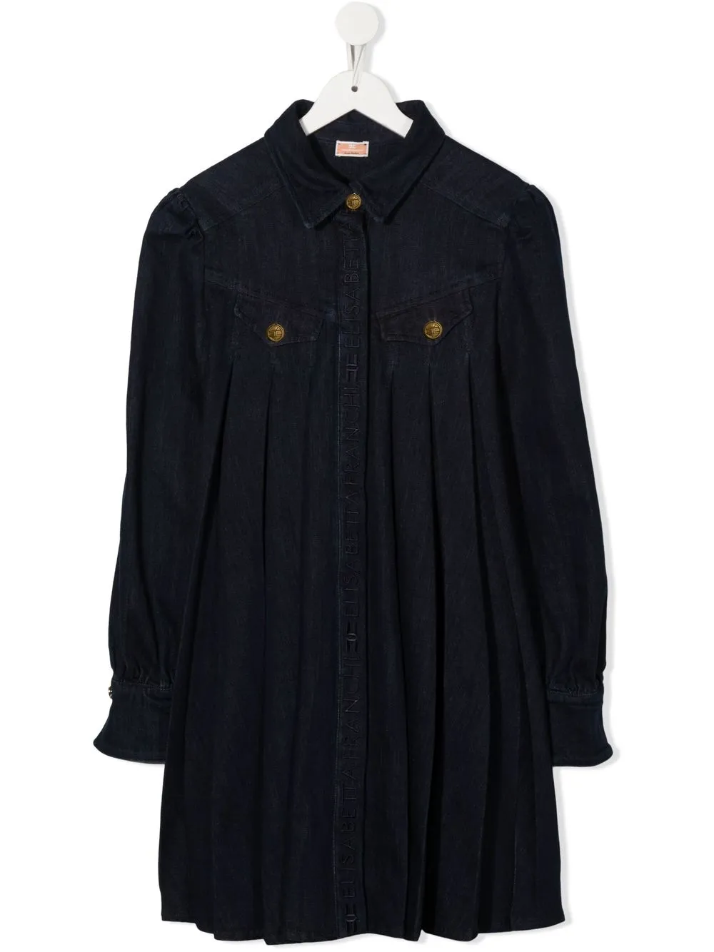 

Elisabetta Franchi La Mia Bambina vestido camisero con pliegues - Azul