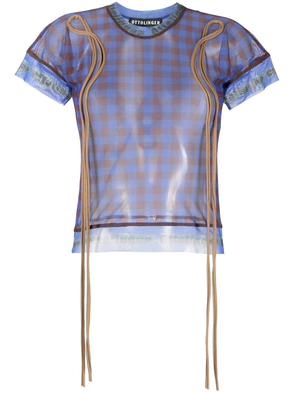 

Ottolinger sheer gingham-print T-shirt - Blue