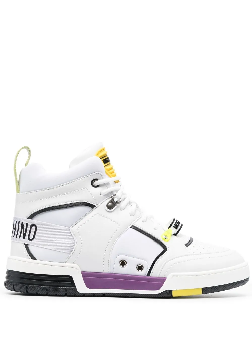 

Moschino tenis altos con diseño color block - Blanco