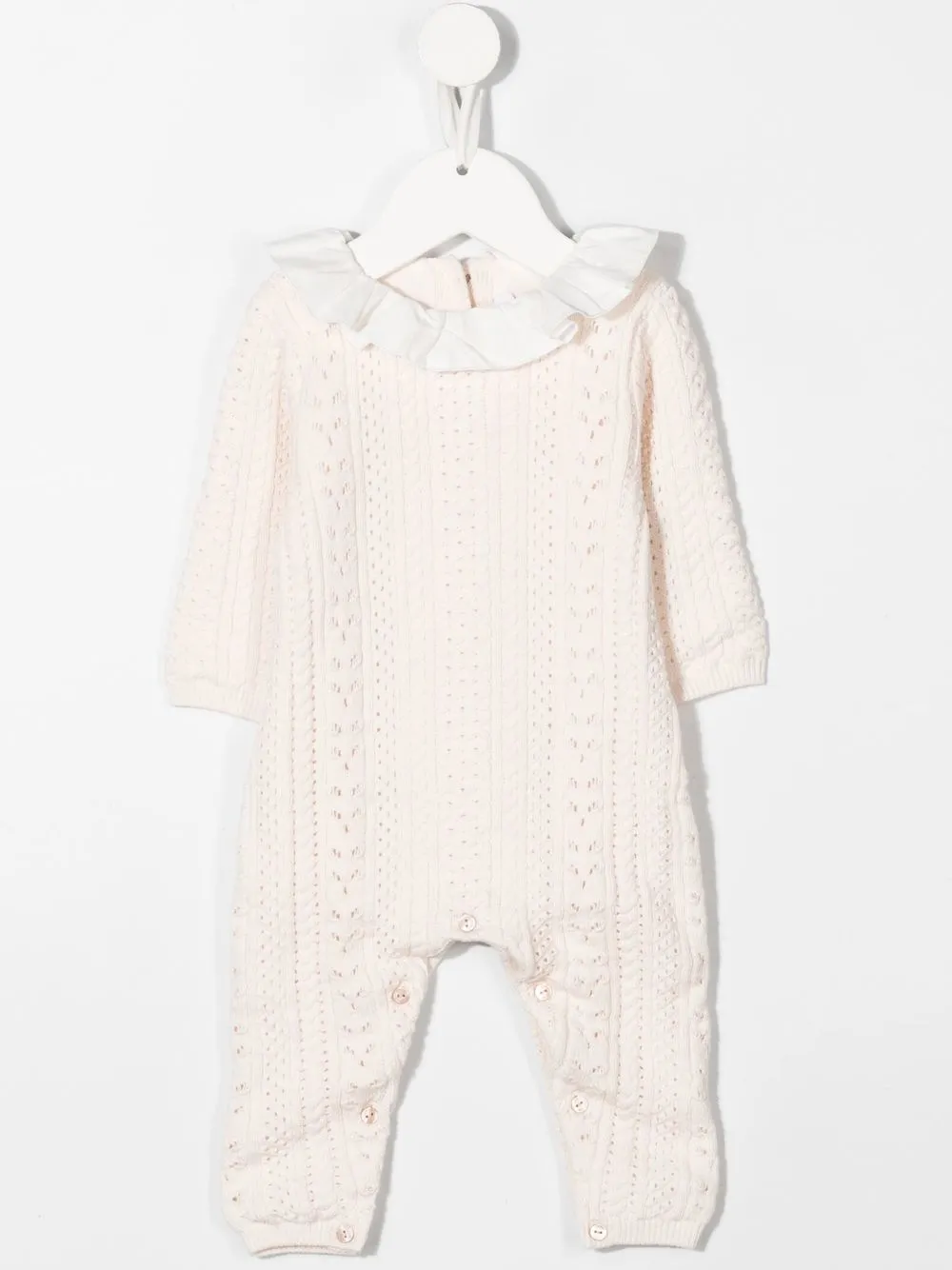 

Chloé Kids mameluco tejido con volantes en el cuello - Rosado
