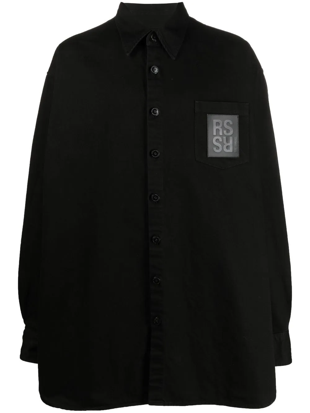 

Raf Simons camisa de mezclilla con parche del logo - Negro