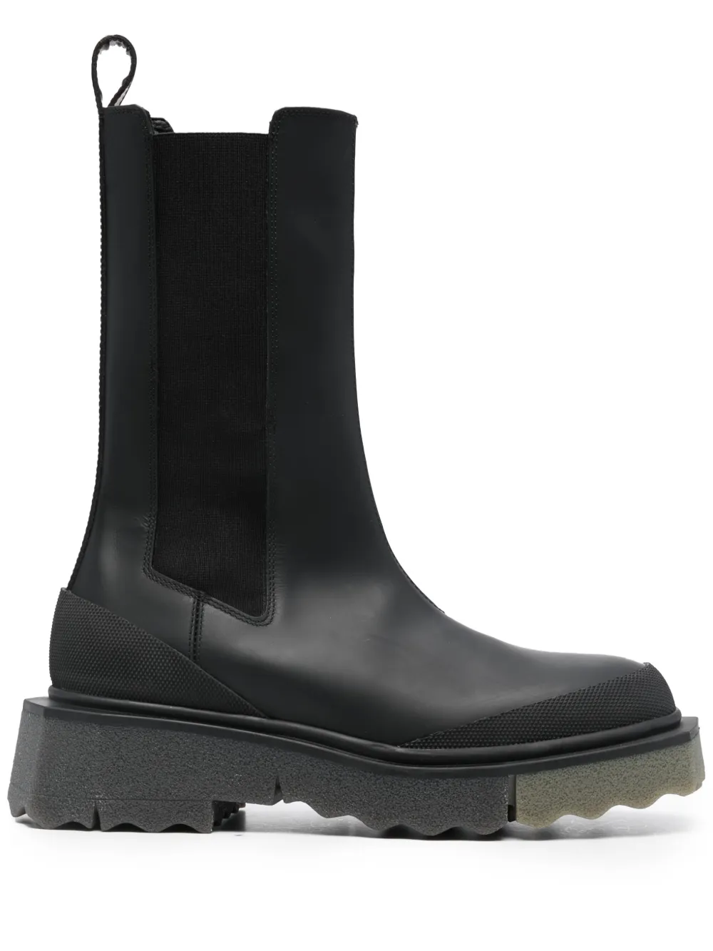 Shop Off-white Calf Sponge Leather Chelsea Boots In Black Military