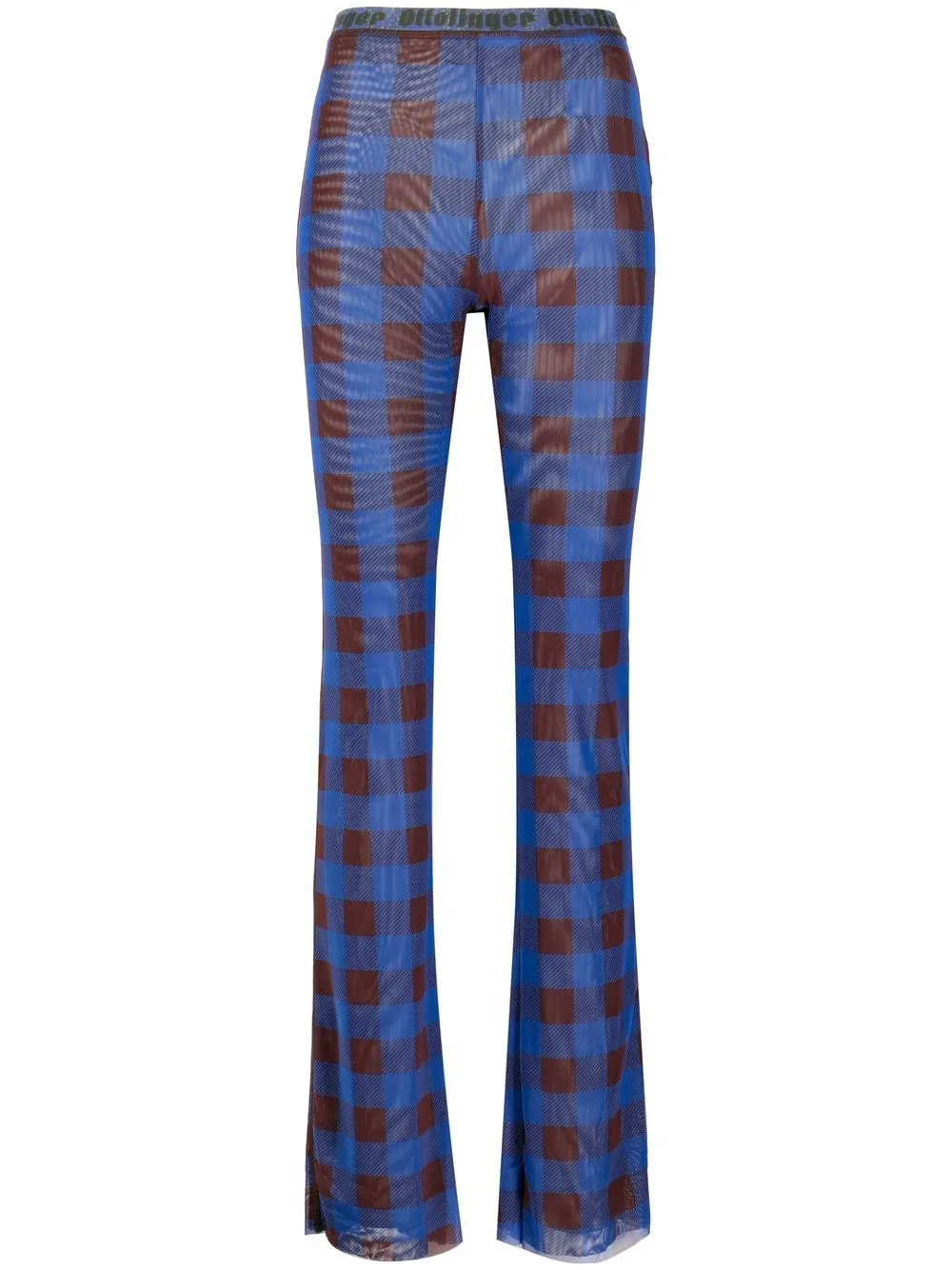 

Ottolinger gingham-print flared trousers - Blue