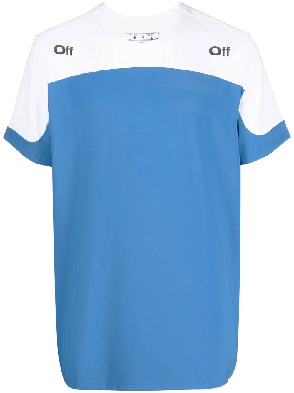

Off-White logo-print colour block T-shirt - PEACOCK DARK GREY