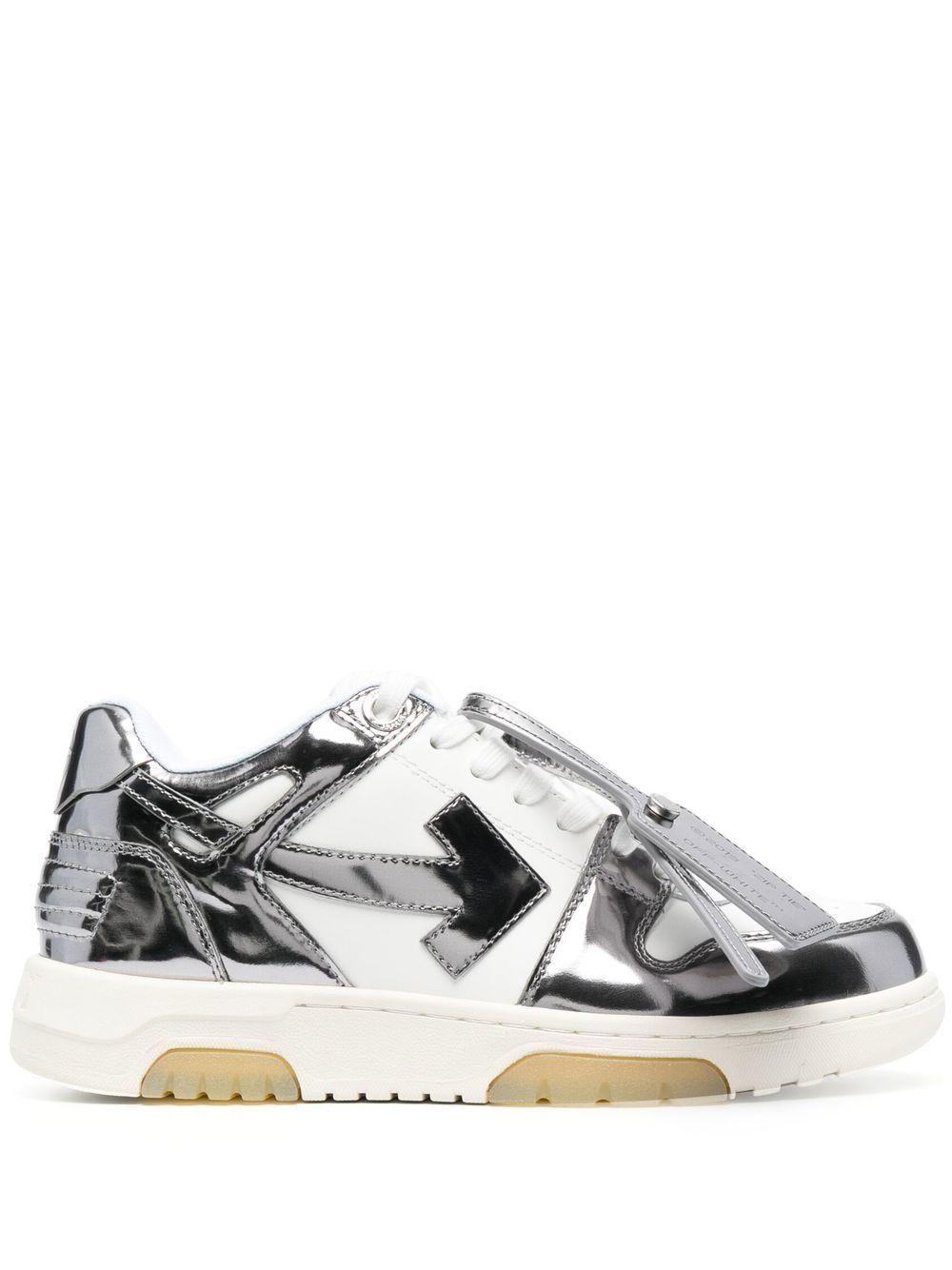 OFF-WHITE OUT OF OFFICE MIRROR LEATHER SNEAKERS