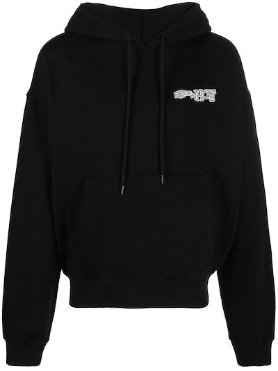 Off-White - logo-print drawstring hoodie