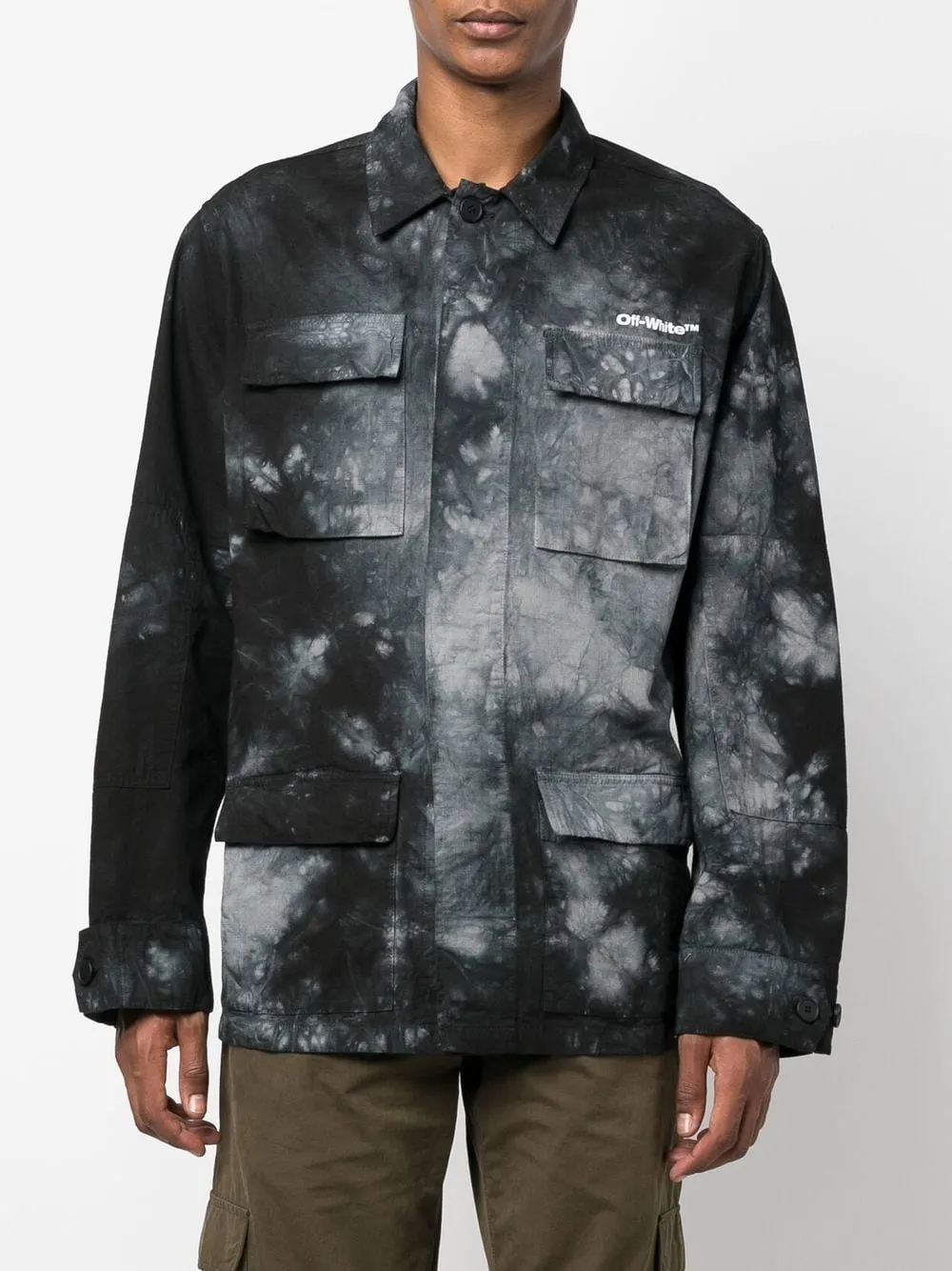 Shop Off-white Bleach-effect Shirt-jacket In Grey White