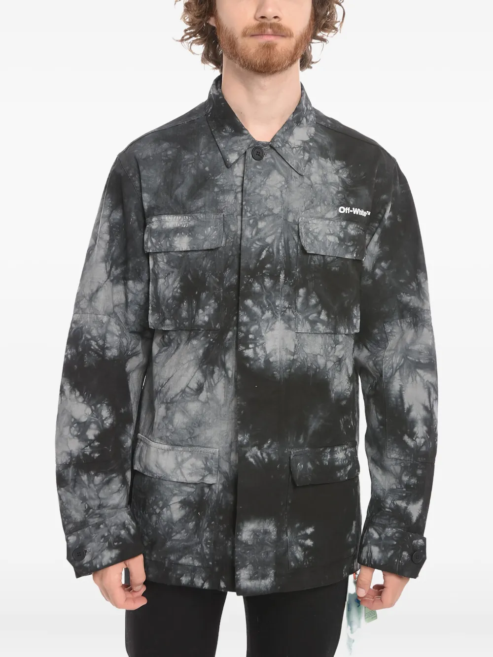 bleach-effect shirt-jacket