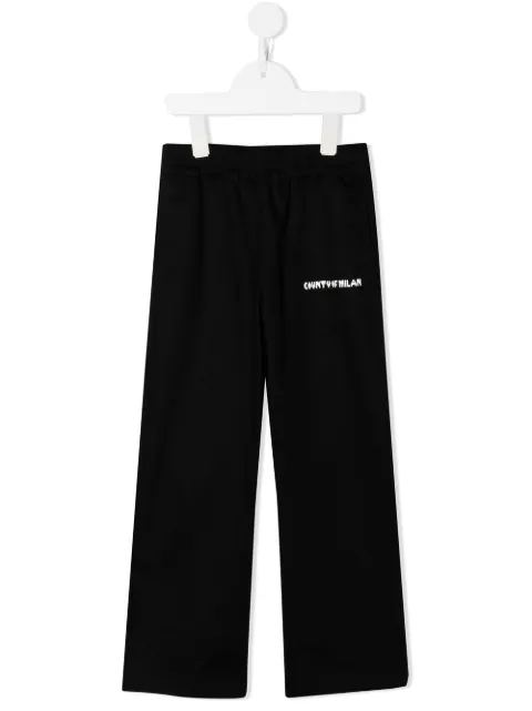 Marcelo Burlon County Of Milan Kids Pixel-logo slip-on straight trousers 