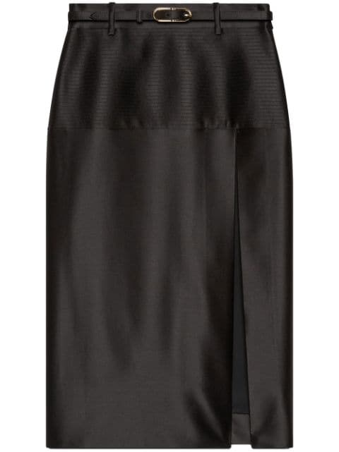 Gucci duchesse silk side-slit skirt
