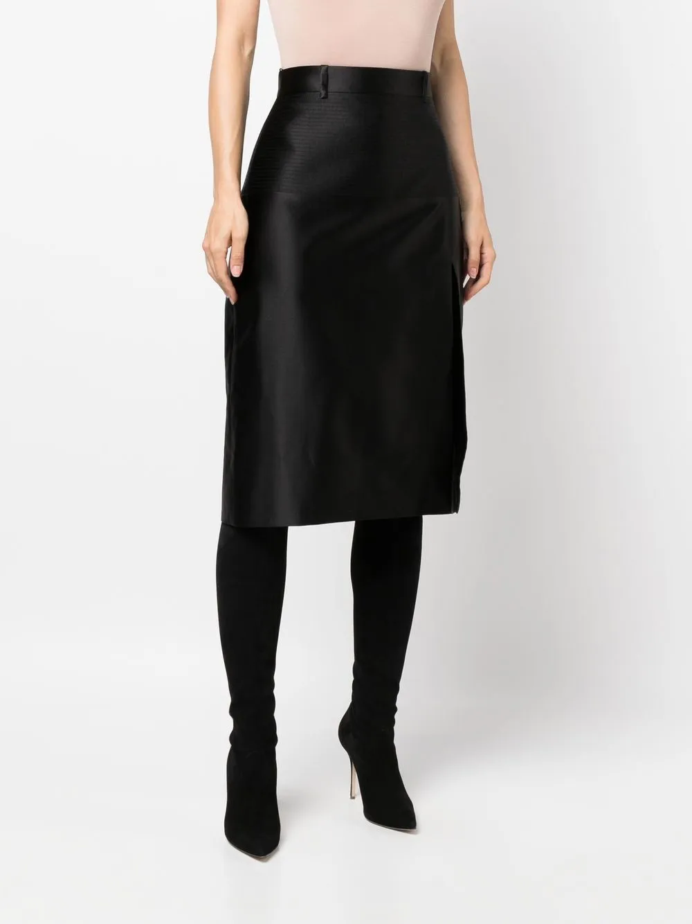 duchesse silk side-slit skirt