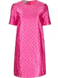 Gucci GG-embroidered monogram shift dress - Pink