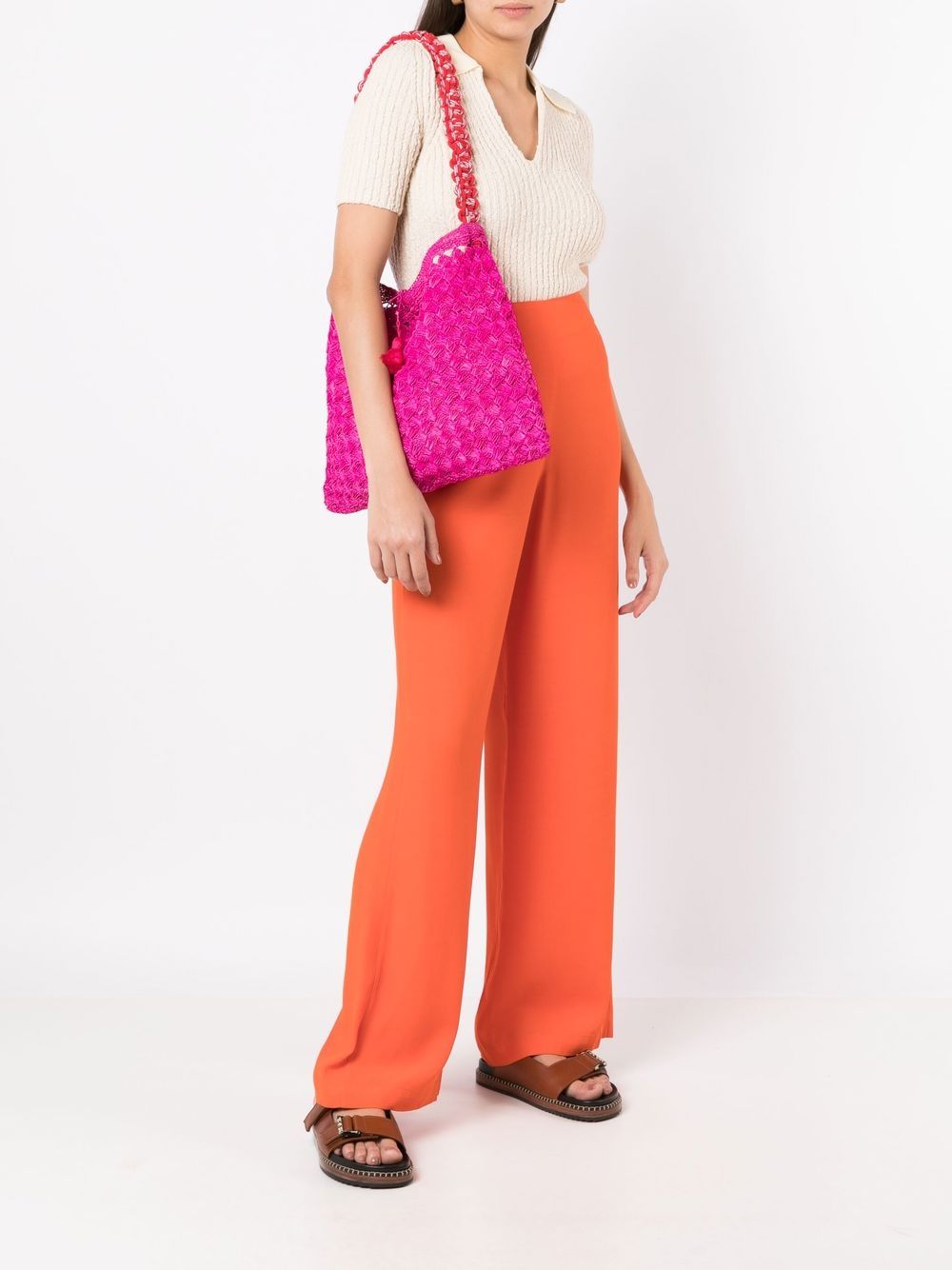 Shop Nannacay Sophie Straw Shoulder Bag In Pink
