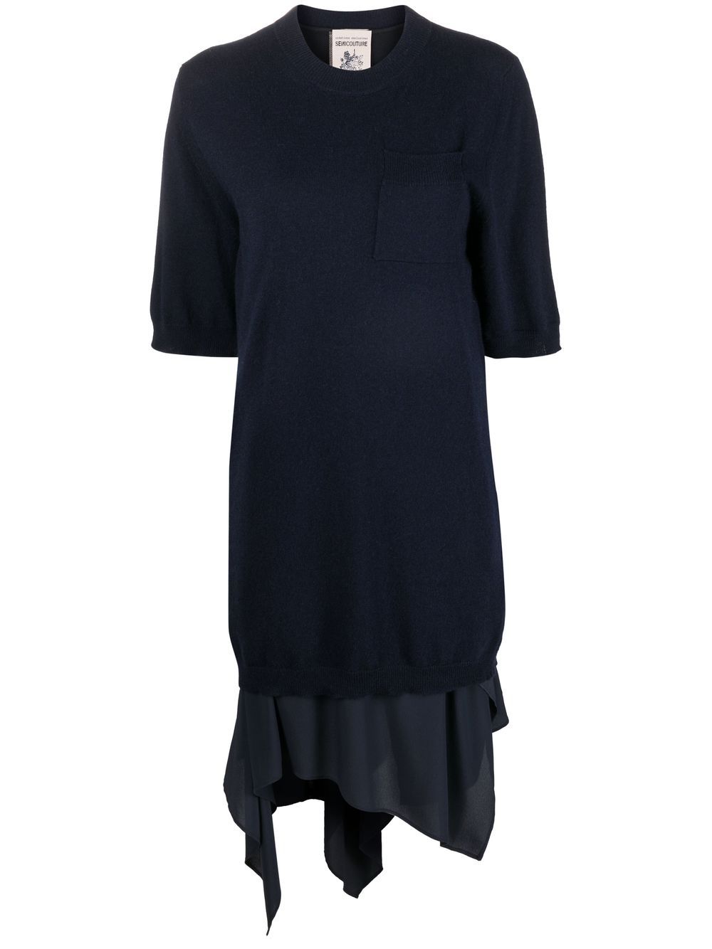 

Semicouture ruffle-detail T-shirt dress - Blue