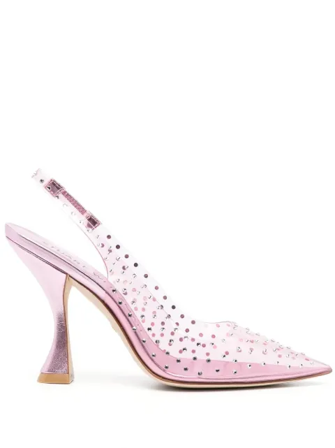 Stuart Weitzman crystal-embellished transparent pumps