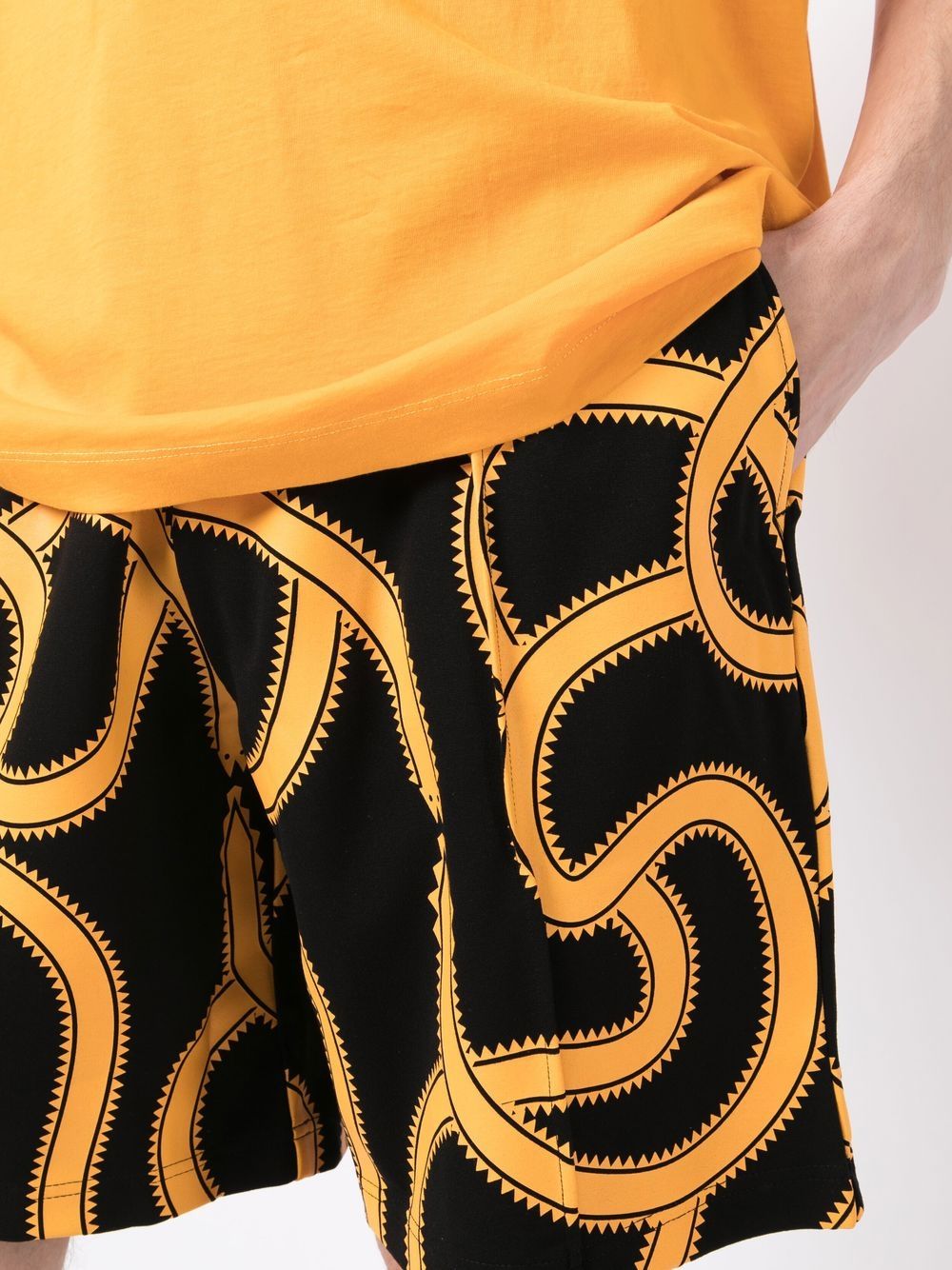 Shop Marcelo Burlon County Of Milan Snakes Print Track Shorts In Black