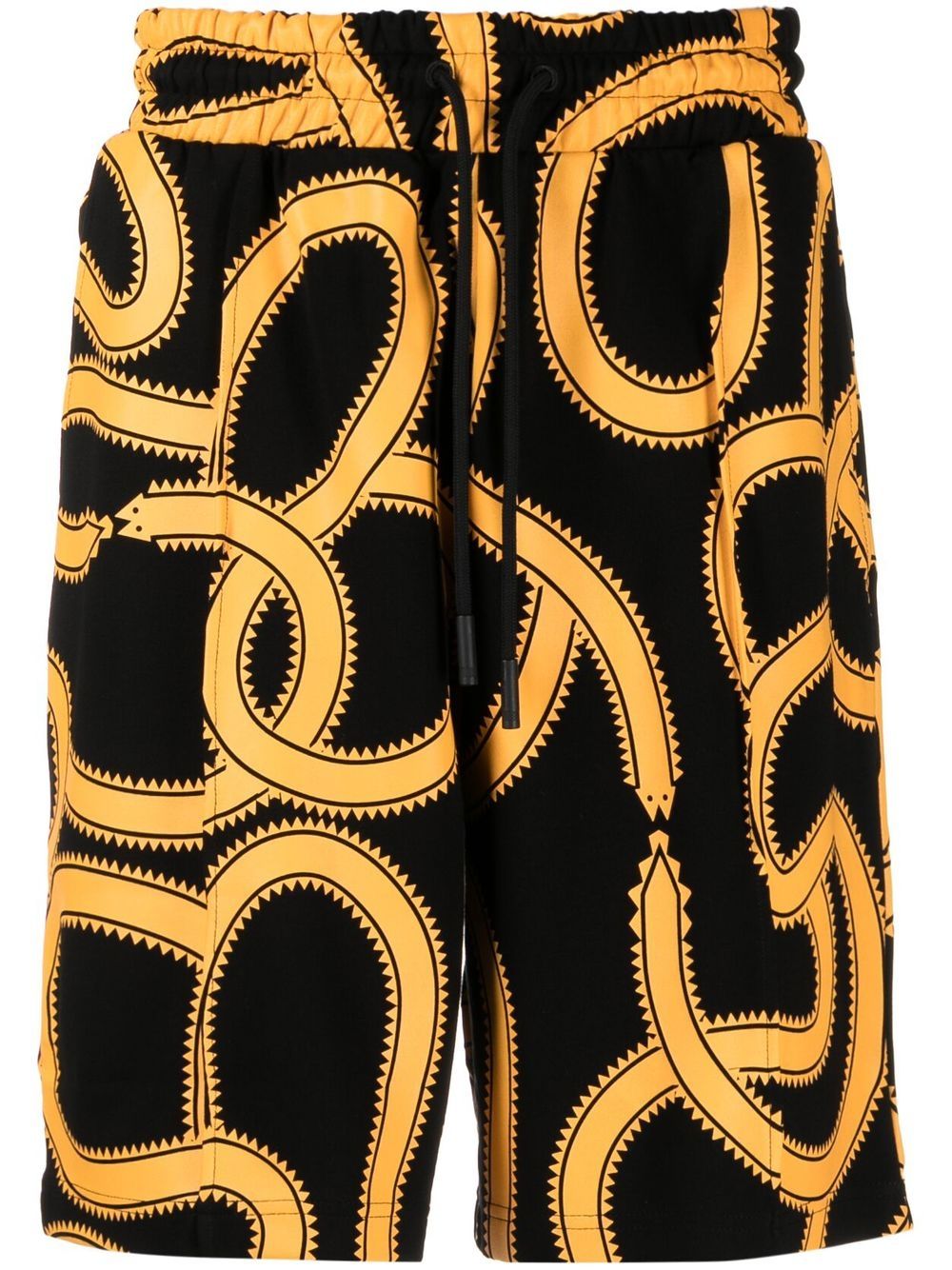 Shop Marcelo Burlon County Of Milan Snakes Print Track Shorts In Black