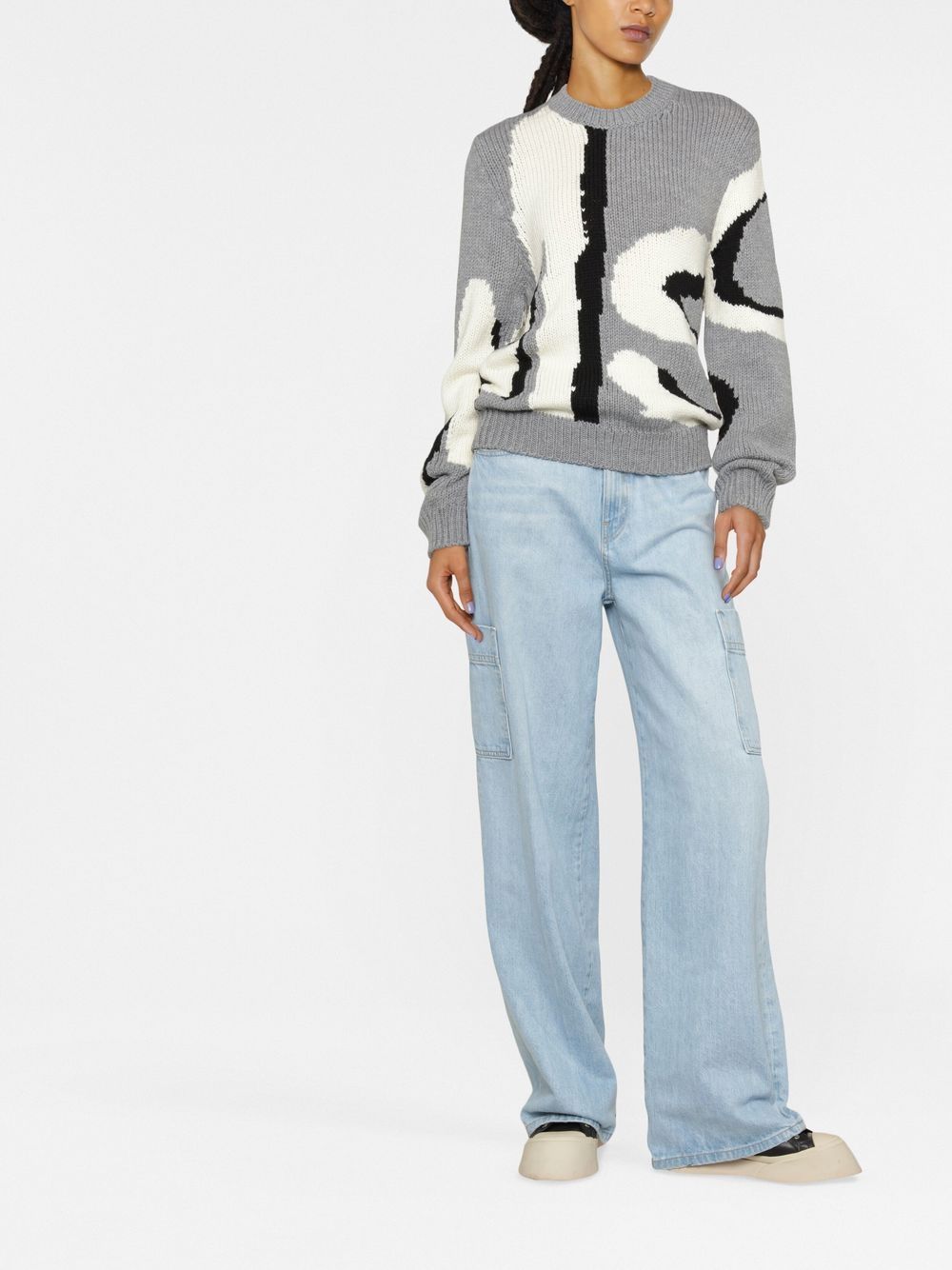 MSGM Trui met intarsia logo - Grijs