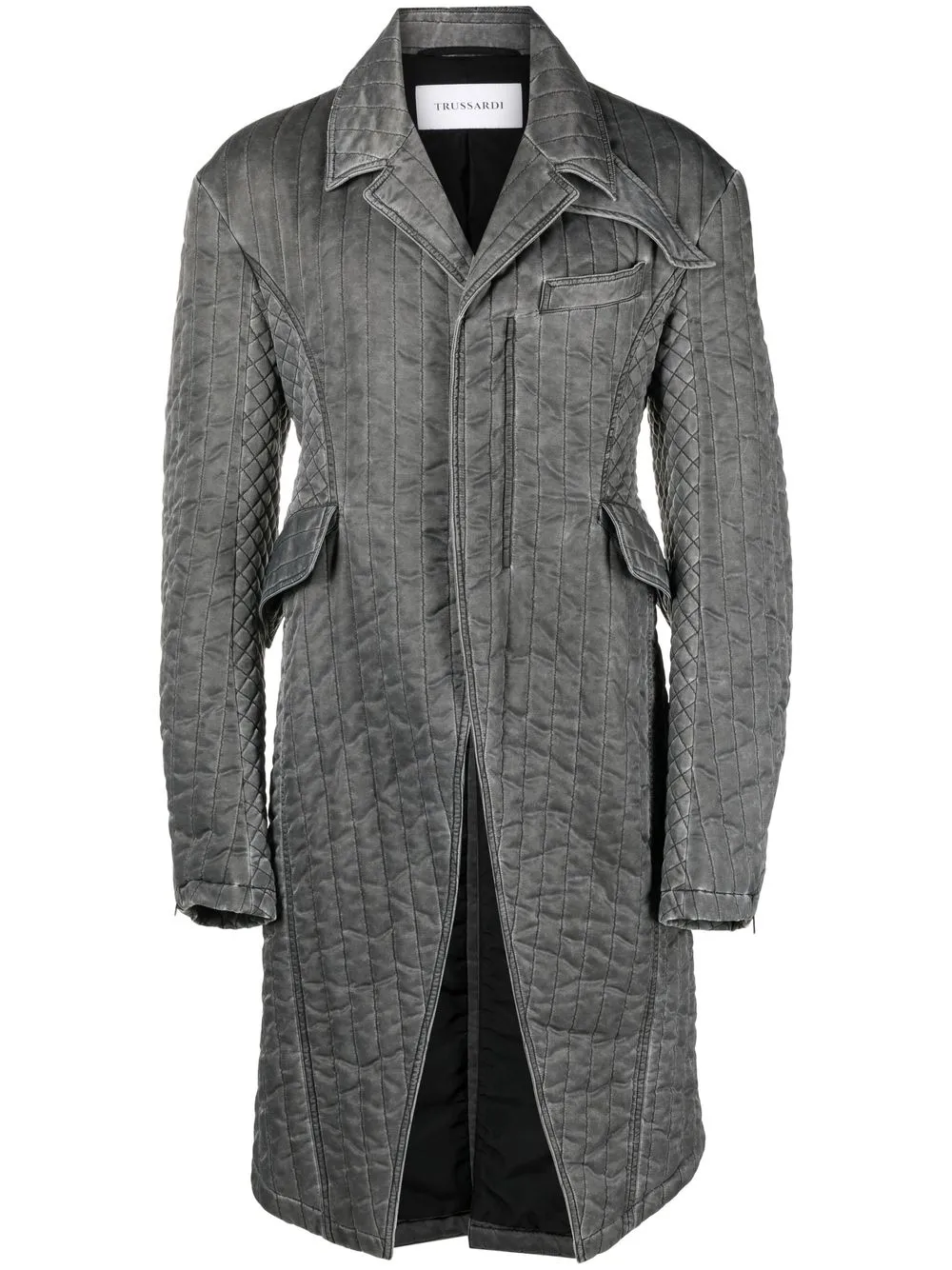 

Trussardi contrast-stitching washed coat - Grey