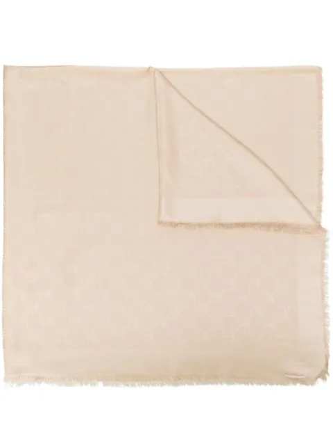 Moschino monogram-pattern fringed scarf