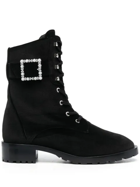 Stuart Weitzman 40mm buckle-fastening lace-up boots