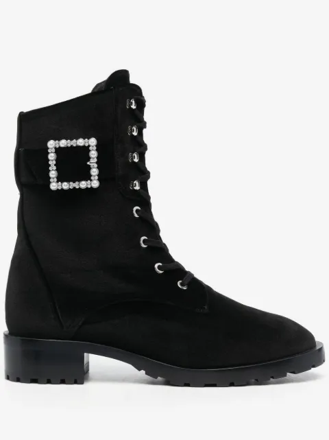 Stuart Weitzman 40mm buckle-fastening lace-up boots