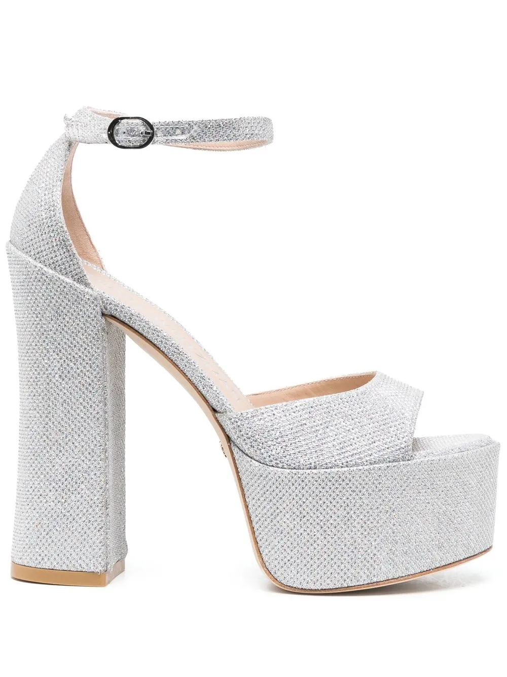 Stuart Weitzman 150mm glittered platform sandals | Silver | Image 1