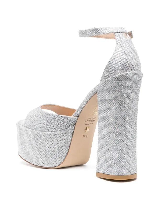 Stuart weitzman silver platform sandals discount