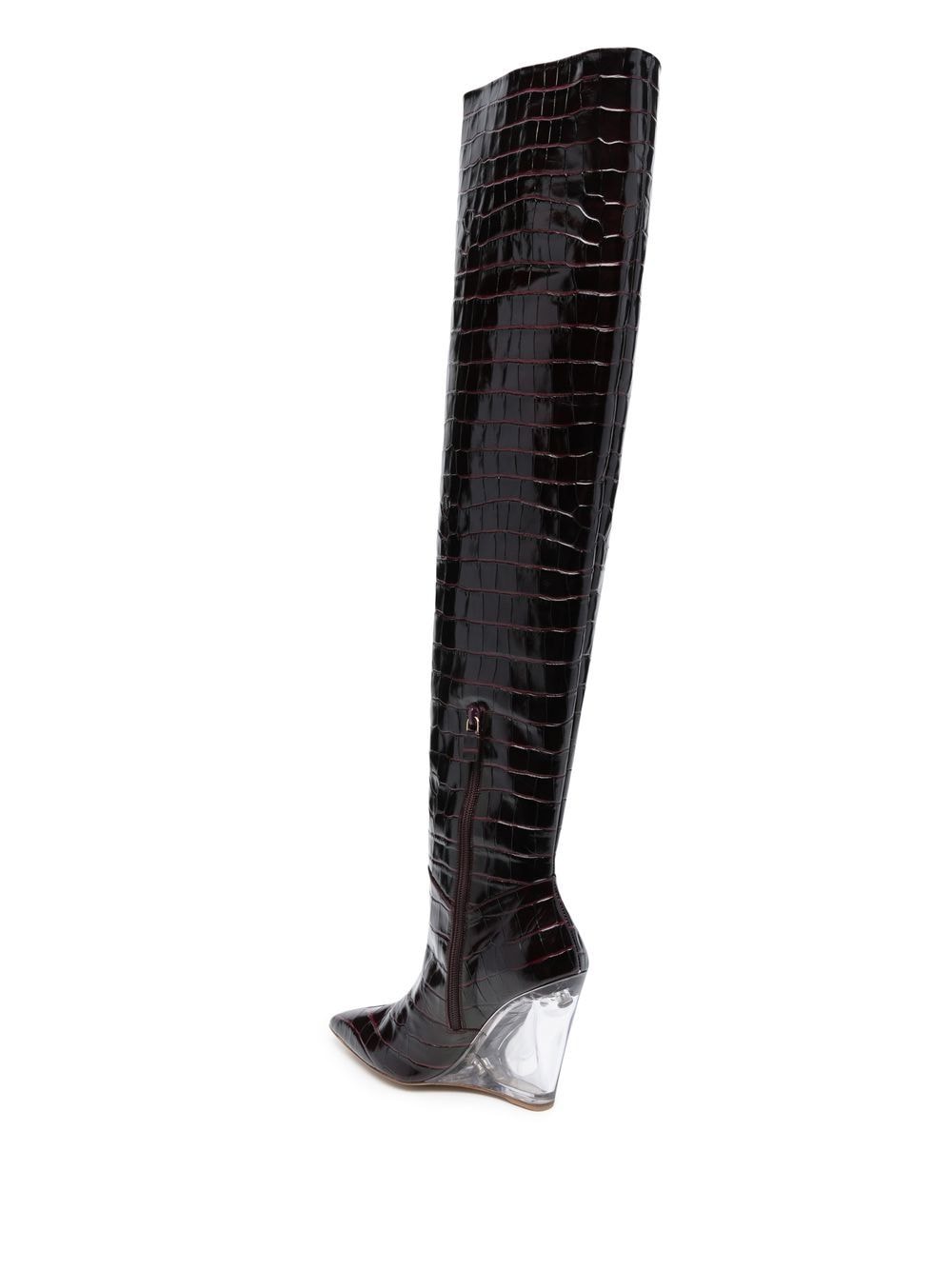 Shop Stuart Weitzman Lucite 100mm Thigh-high Boots In Red