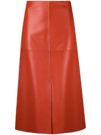 Joseph red shop leather skirt