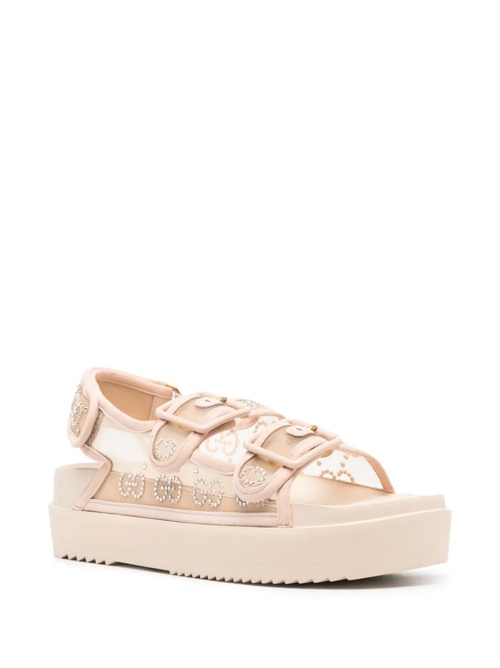 Gucci crystal-embellished monogram-pattern Sandals - Farfetch